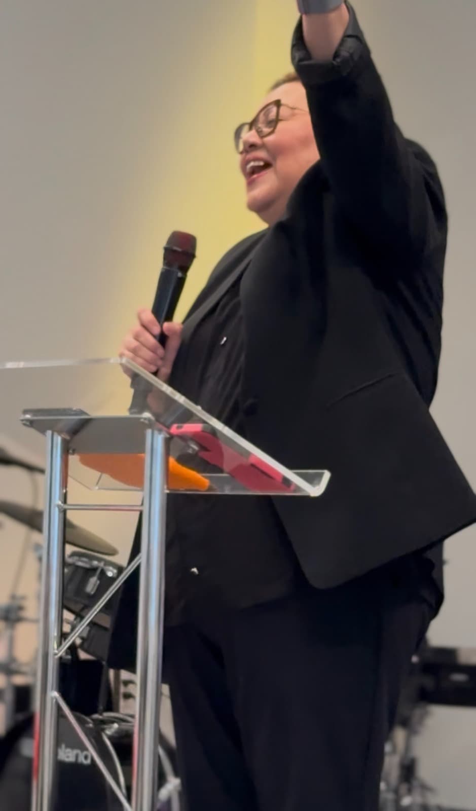 Worship leader on stage